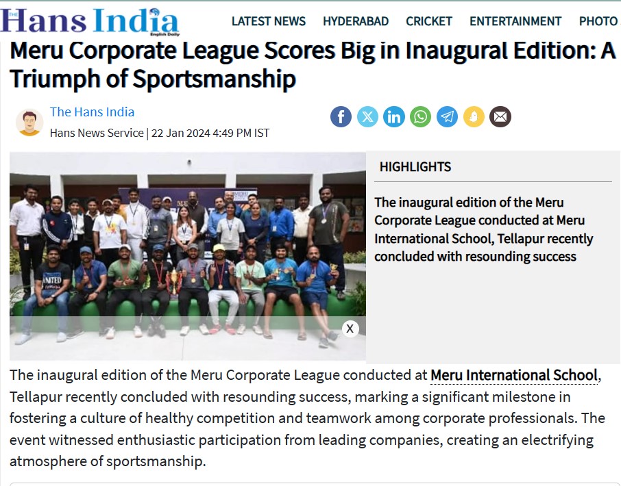 Meru Corporate League media coverage at Meru International School